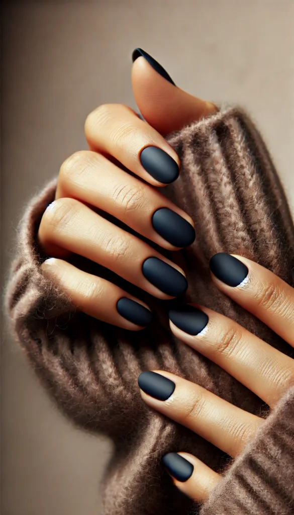 1. Classic Matte Dark Blue Nails 1. Classic Matte Dark Blue Nails