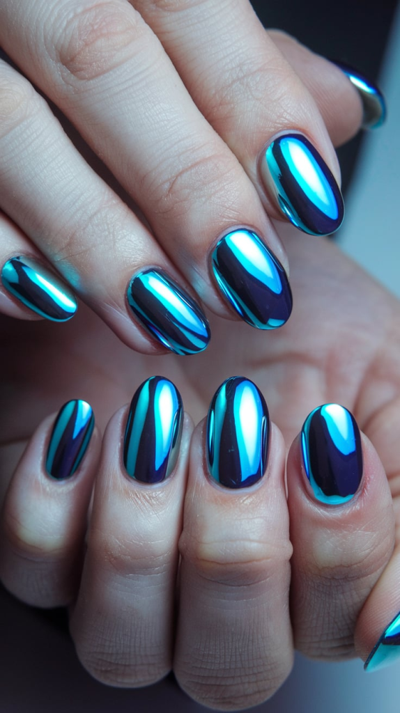 Blue Chrome Nails for a Sleek Look Try These Trendy Styles 11 image 11