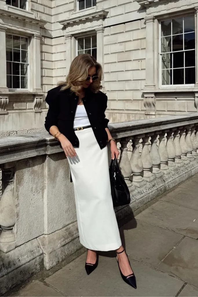 Chic White Skirt Outfit Ideas for Every Occasion 5 Belted