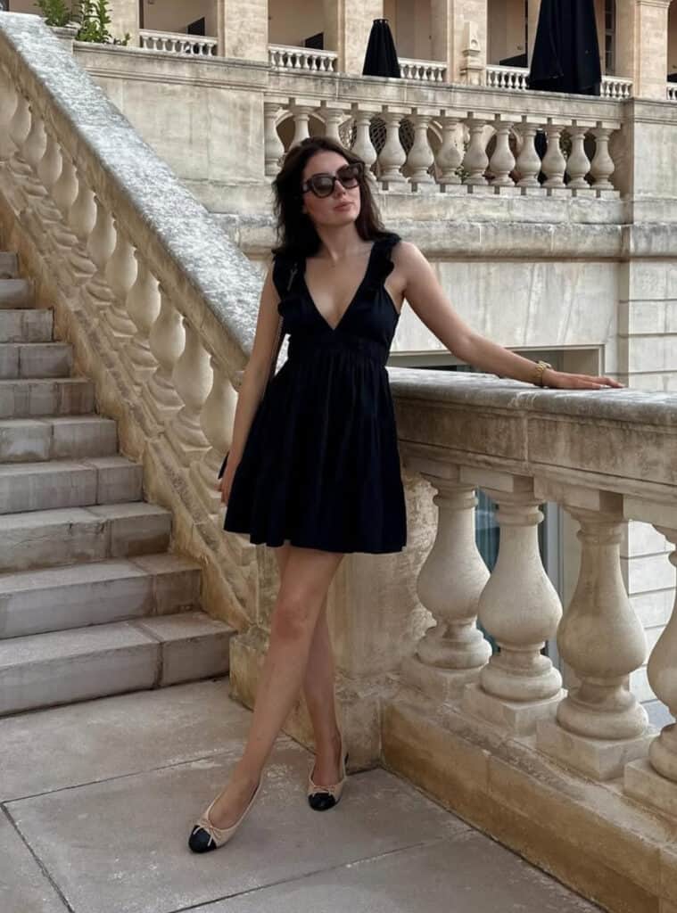 Chic France Outfits for Effortless Style 7 Black Dress Ballet Flats