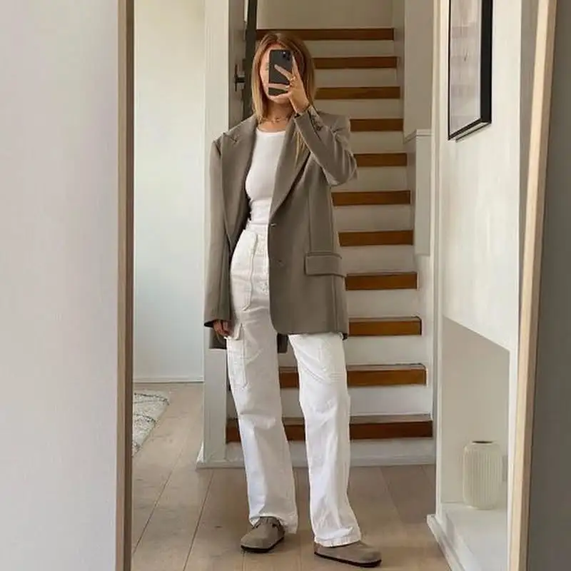 Italian Outfits Style Guide for a Chic and Elegant Look 2 Blazer, White Tank Top, and Pants
