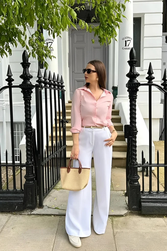 London Outfit Ideas for Effortless Chic Style 5 Button Down Trousers Spring Outfit