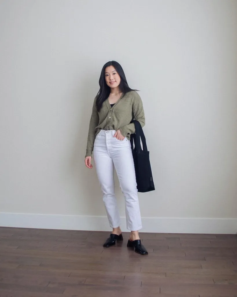 White Jeans Outfit Ideas for a Stylish Look 5 CARDIGAN AND WHITE JEANS