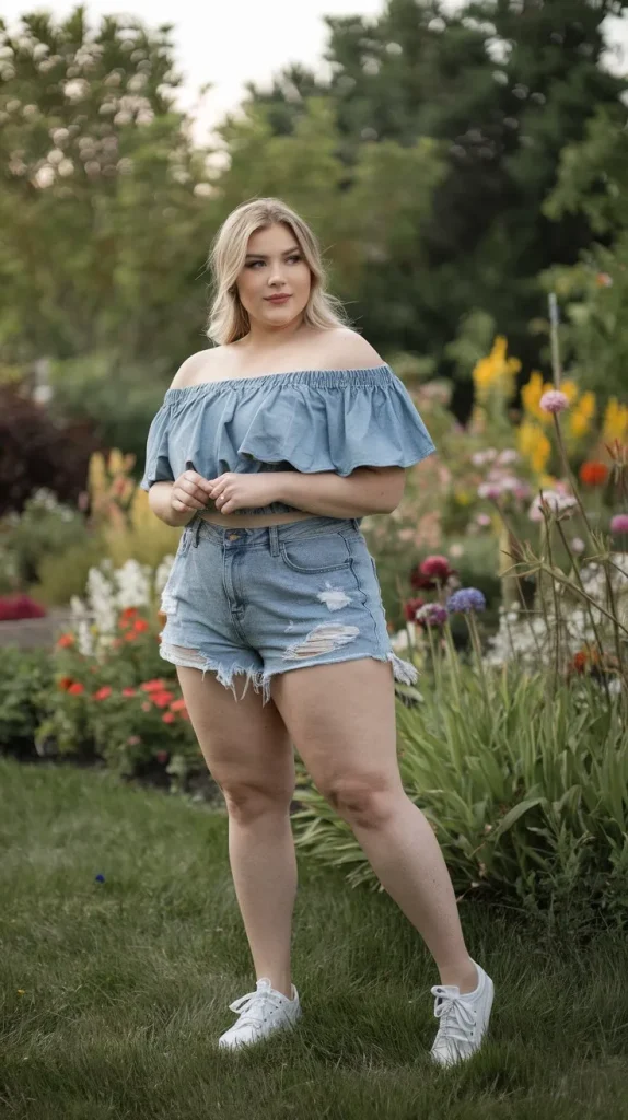 Plus Size Summer Outfits for Women to Slay in the Sunshine 2 Denim Shorts