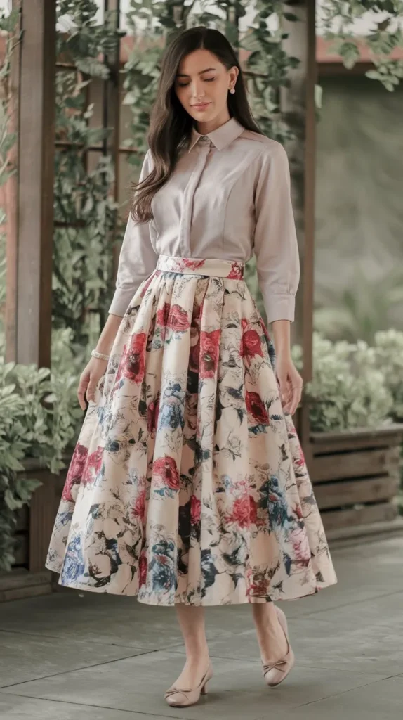 Best Country Club Outfit Ideas Look Stylish and Elegant 9 Floral Print Skirt