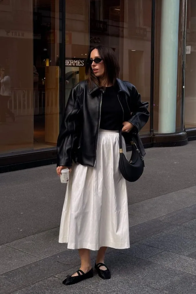 Chic White Skirt Outfit Ideas for Every Occasion 8 Leather