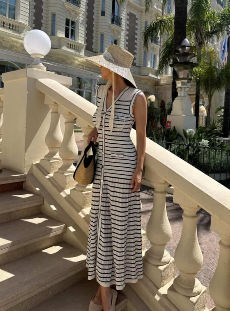 Chic France Outfits for Effortless Style 11 Long Dress Hat
