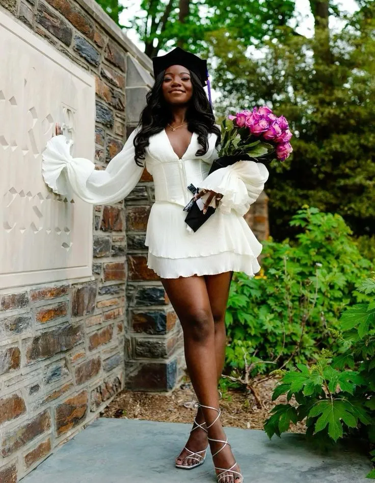 Graduation Outfit Ideas for a Stylish and Memorable Day 5 Long Sleeve White Dress