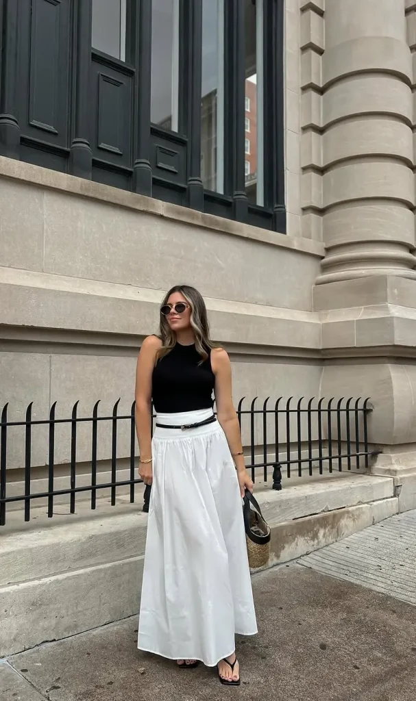 White Maxi Skirt Outfit Ideas for a Chic Look 7 Monochrome Sophistication 1