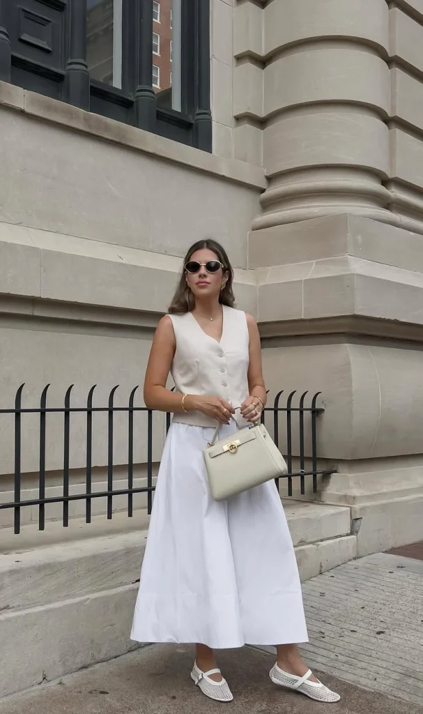 White Maxi Skirt Outfit Ideas for a Chic Look 6 Neutral Elegance