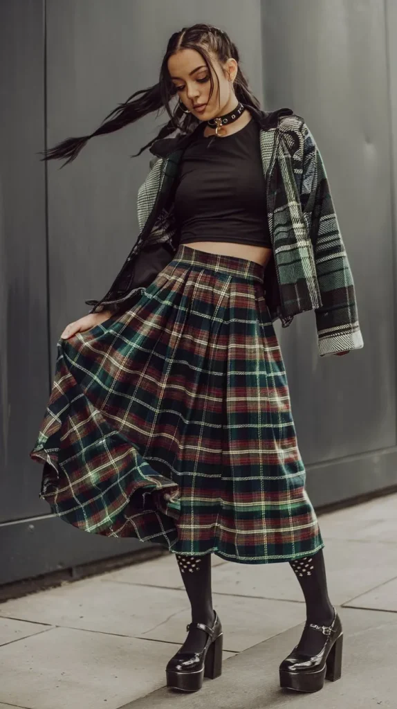 Grunge Outfit Ideas for a Bold and Edgy Look 9 Platform Mary Janes and Socks