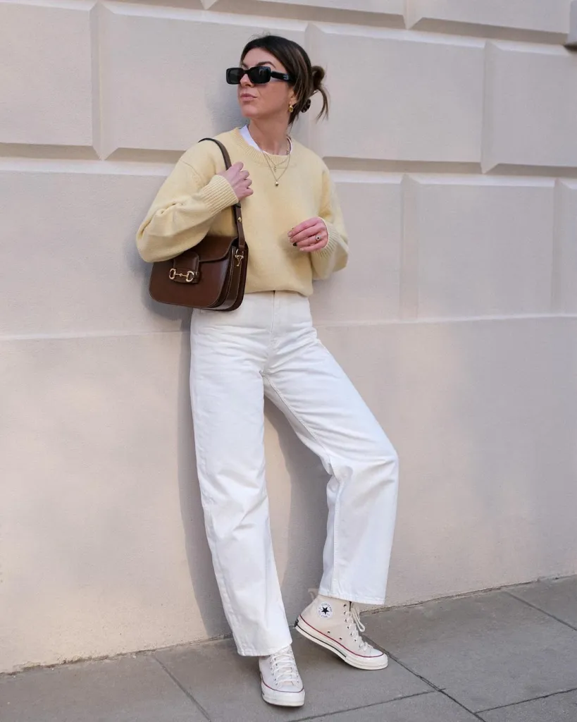 White Jeans Outfit Ideas for a Stylish Look 8 SWEATER AND WHITE JEANS