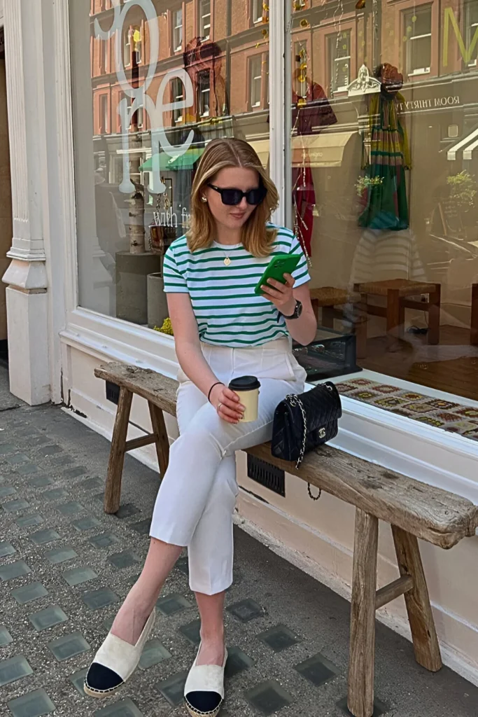 London Outfit Ideas for Effortless Chic Style 13 Striped Tee Culottes Spring Outfit