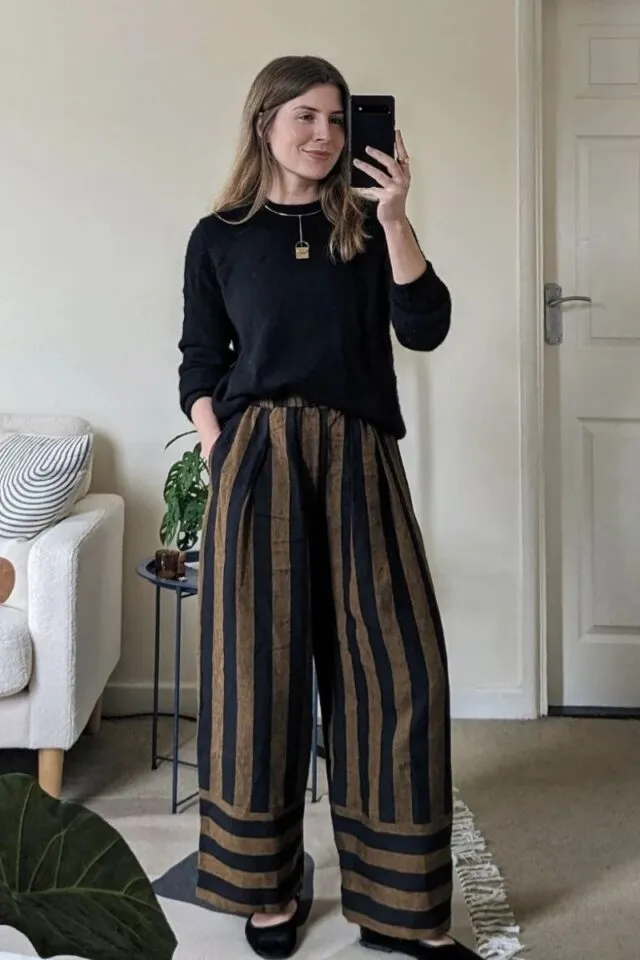 Linen Pants Outfit Ideas for Stylish and Effortless Looks 14 Stripes and Simplicity for a Cozy Day In