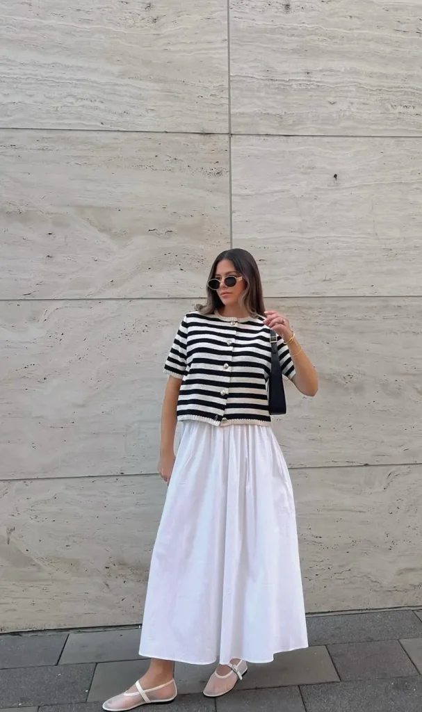 White Maxi Skirt Outfit Ideas for a Chic Look 5 Stripes with Whimsy
