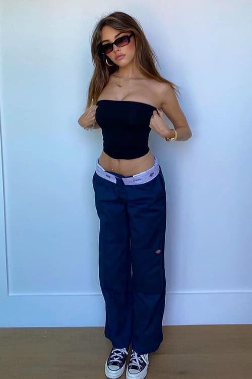 Going Out Outfits That Make You Look Stylish Instantly 9 Tube Top & Cargo Pants