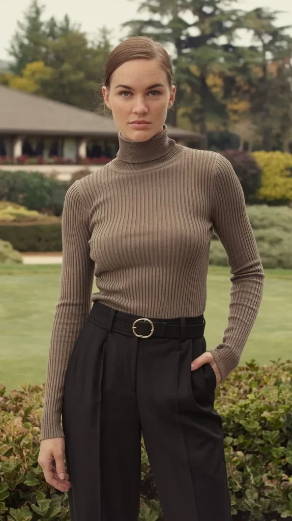 Best Country Club Outfit Ideas Look Stylish and Elegant 6 Turtleneck with Tailored Trousers