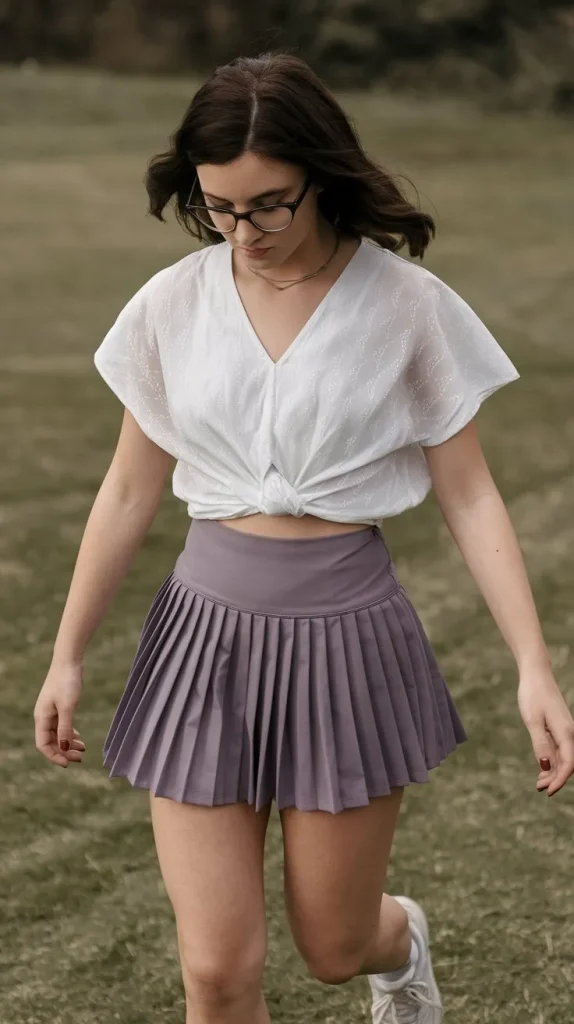 Best Country Club Outfit Ideas Look Stylish and Elegant 3 V-Neck Blouse with Pleated Tennis Skirt