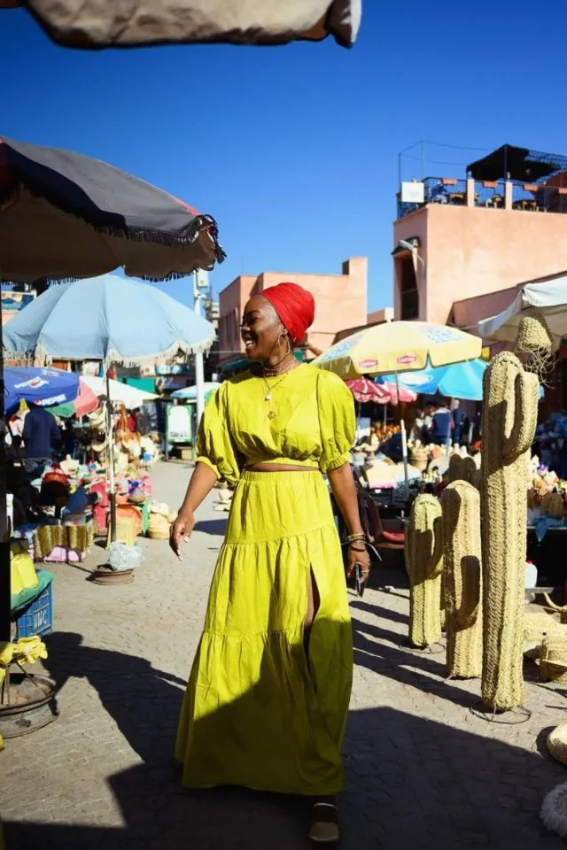 Morocco Outfits for a Stylish and Comfortable Trip 3 Vibrant Market