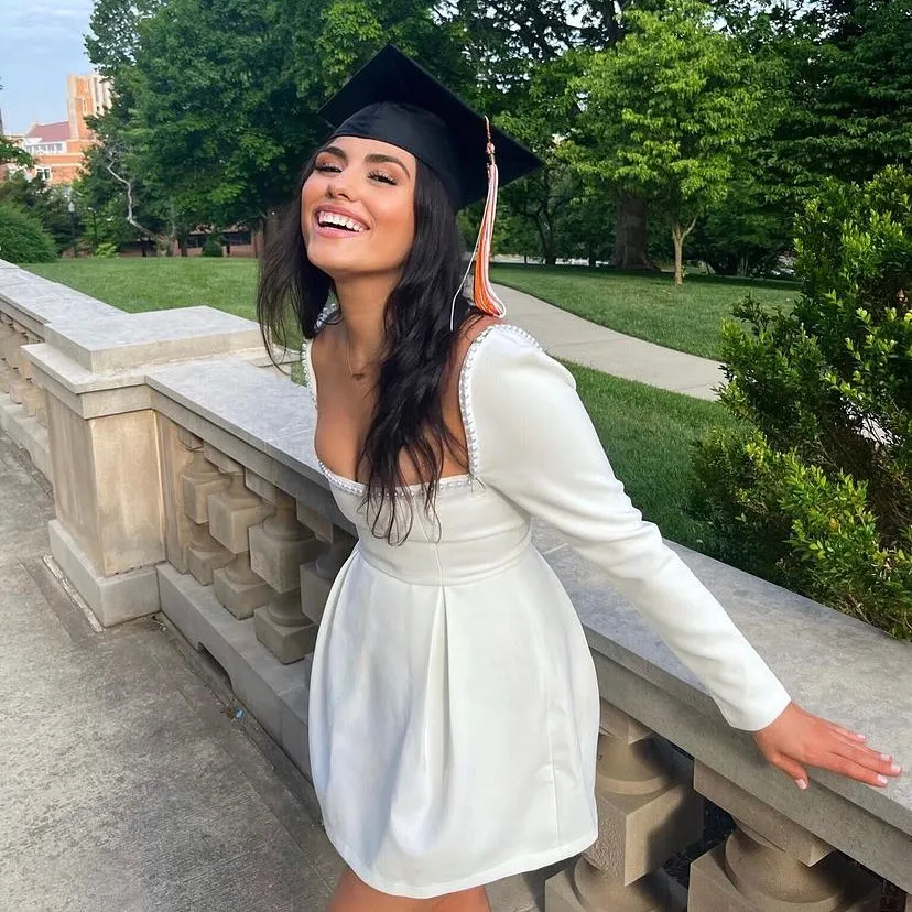 Graduation Outfit Ideas for a Stylish and Memorable Day 9 White Square Neck Dress