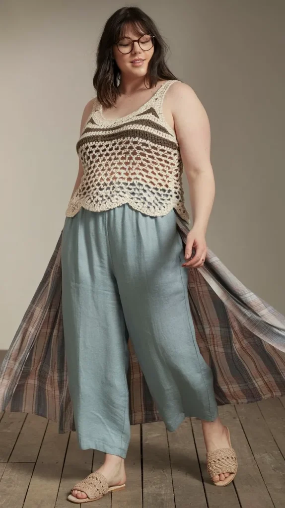 Plus Size Summer Outfits for Women to Slay in the Sunshine 9 Crochet Tank