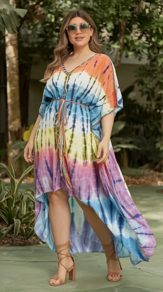 Plus Size Summer Outfits for Women to Slay in the Sunshine 13 Kaftan & Strappy Sandals