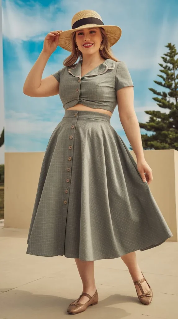 Plus Size Summer Outfits for Women to Slay in the Sunshine 11 Button-Front Skirt