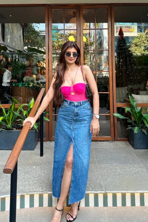 Denim Skirt Outfits That Elevate Your Style Effortlessly 6 sexy top + denim skirt