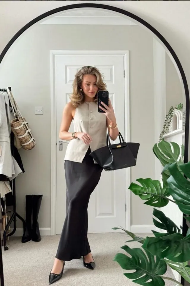 Satin Skirt Outfit Ideas for Every Style and Season 16 Satin Skirts Outfits 23 640x960 1